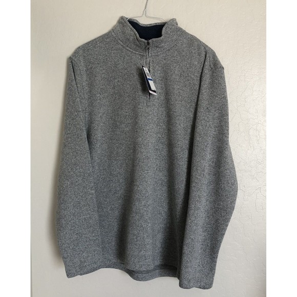 IZOD Sweater Men XL Light Grey Heather 1/4 Zip Fleece Pullover NWT - Picture 3 of 10